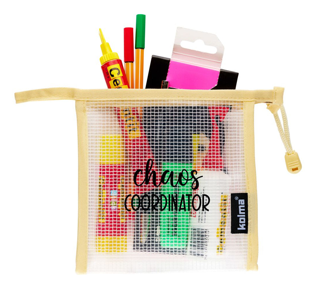 Kolma Reissverschlusstasche, Chaos Coordinator, creme, Netz, 15 × 15 × 5,5 cm