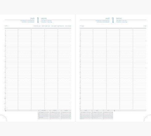 Exacompta Journal 29/2 – Tagesagenda 2027, 1 Tag/2 Seiten, A4, Schwarz
