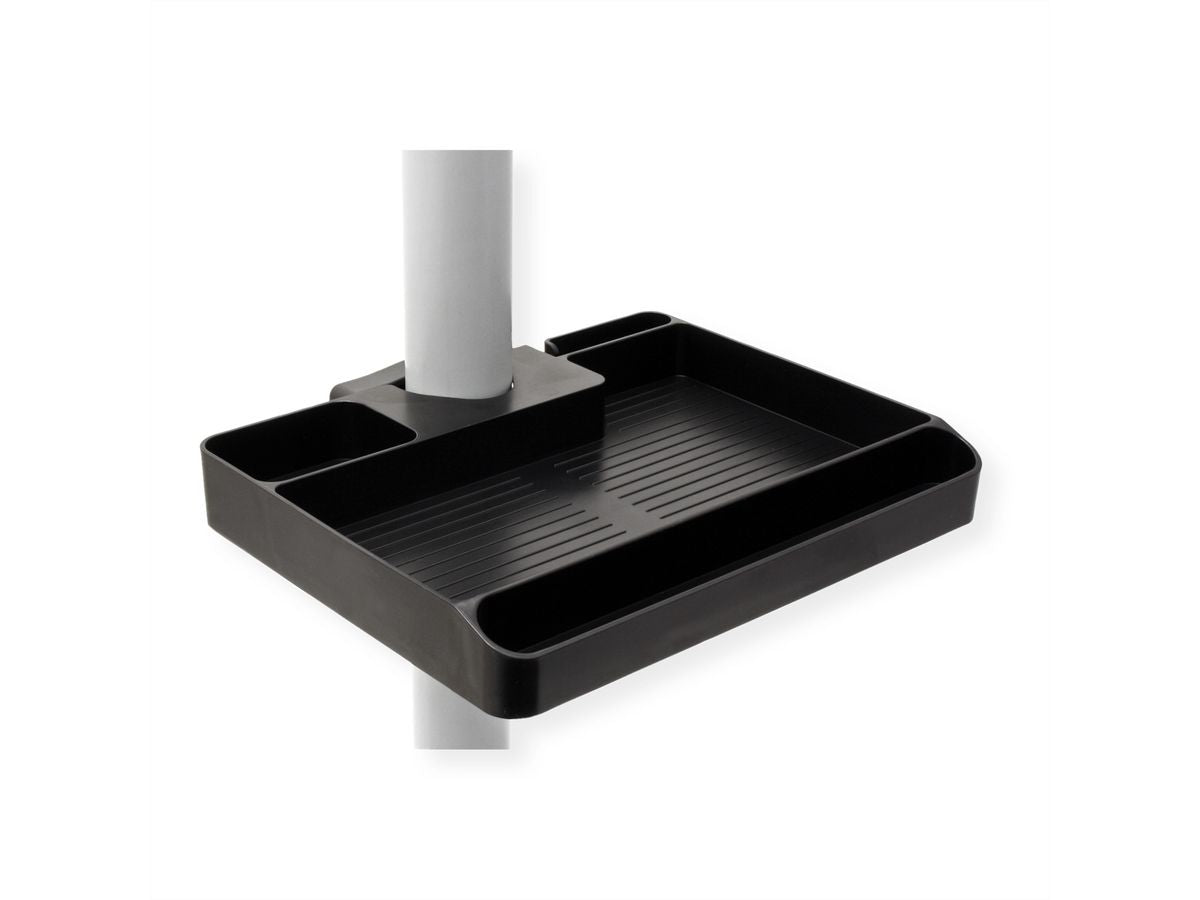 VALUE AV-Wandregal (Stangenmontage) – 1 Regal, bis 3 kg, Kabelmanagement – für Stangen 30–48 mm – Schwarz