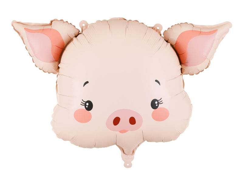 PartyDeco Folienballon Schweinchen – Rosa – 77 × 62 cm – Folie – 1 Stk