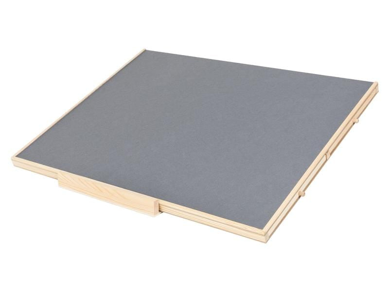 FTM F01138 – Höhenverstellbarer Tisch, grau/Holz, Holz/Fleece, Schublade