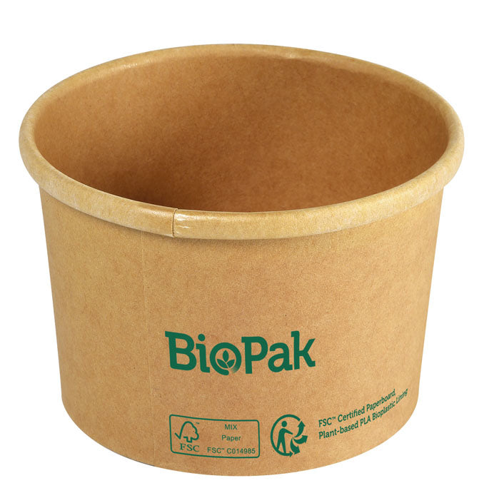BioPak Schale/Runde Schüssel Ronda, Papier/Karton, rund – 240 ml, braun – 25 Stk.