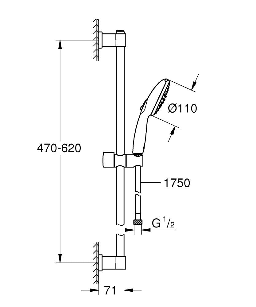 GROHE Duschsystem Start – Schlauch 175 cm, Metall, Schwarz
