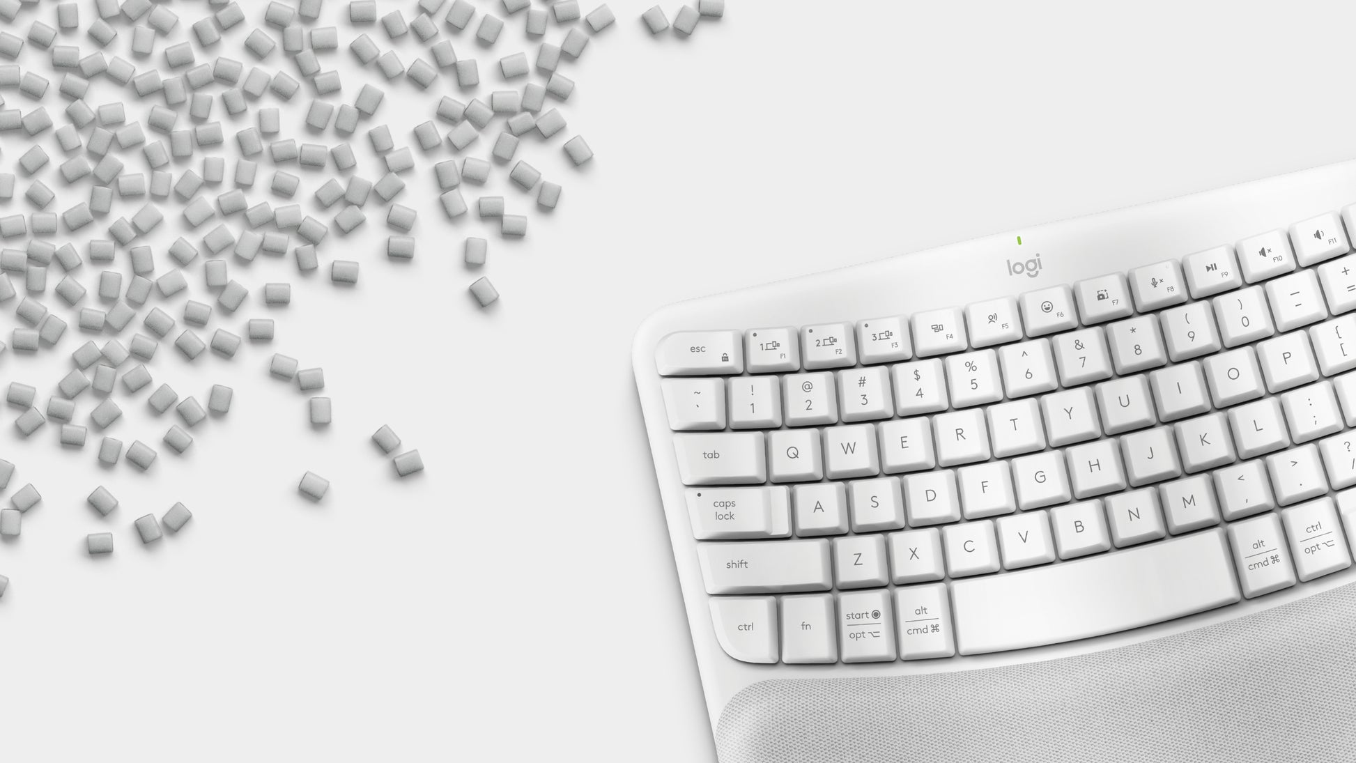 Logitech Wave Keys – Ergonomische Tastatur – Membran, Bluetooth & 2,4 GHz (Logi Bolt) – QWERTY (IT) – Weiss