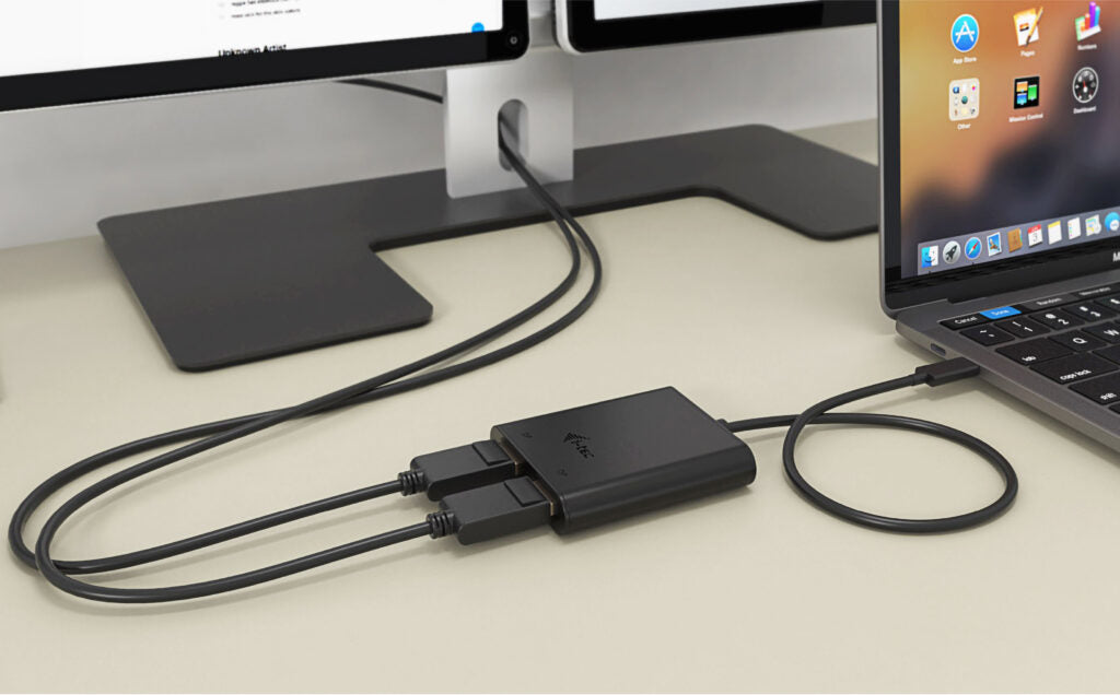 i-tec USB-C zu 2× DisplayPort Adapter – 2× 4K (3840 × 2160) @ 60 Hz / 8K (7680 × 4320) @ 30 Hz, 0,3 m, Schwarz
