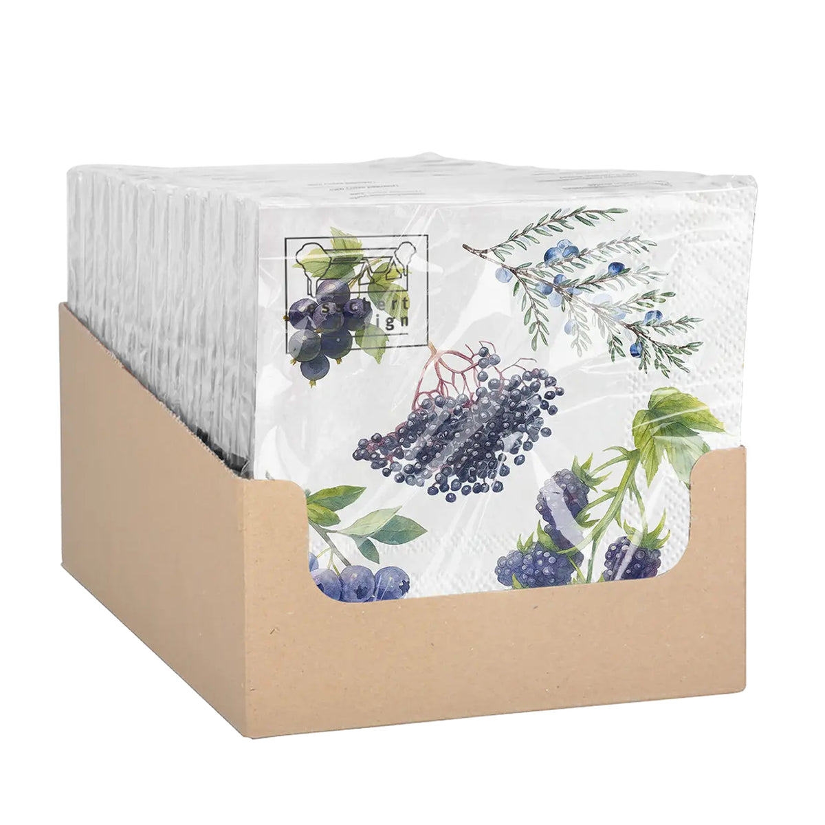 Esschert Design Servietten Beeren, 33 × 33 cm, blau – 20 Stk.