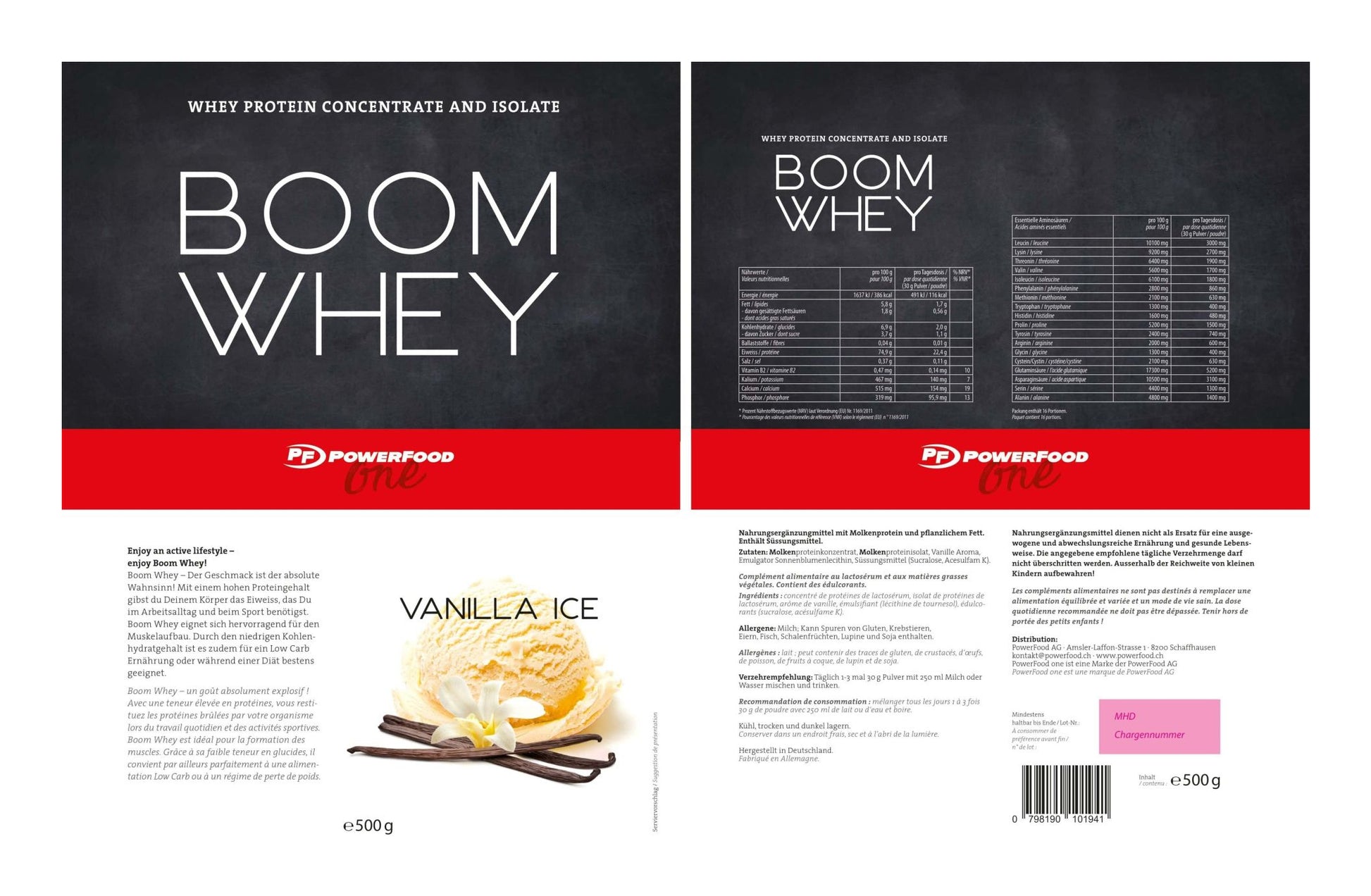 PowerFood Whey Protein Pulver Vanille – 500 g