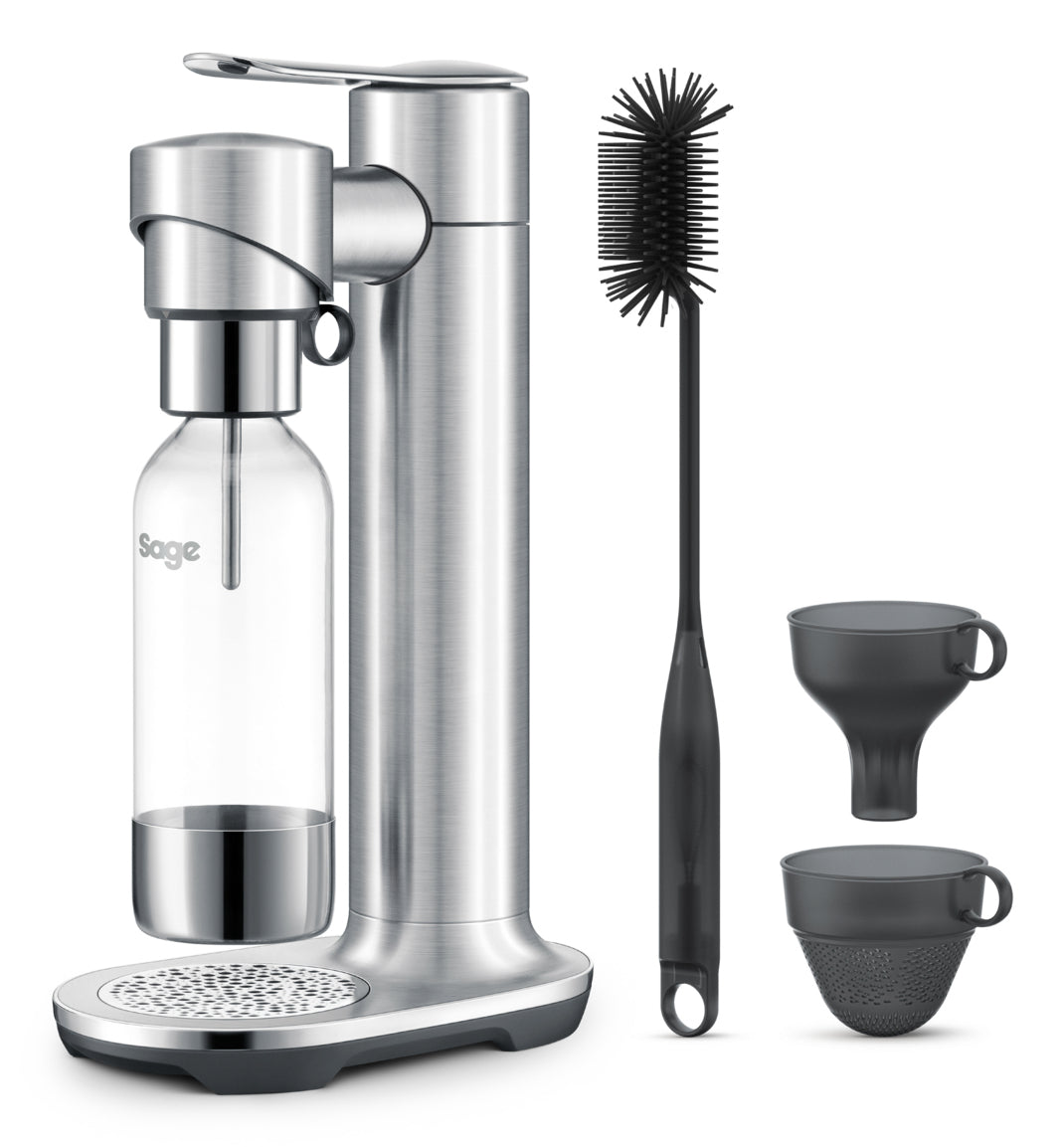 Sage Carbonator inFizz Wassersprudler – inkl. 1 Flasche (Kunststoff), für 0,6 l CO₂-Zylinder, Schwarz, BTR