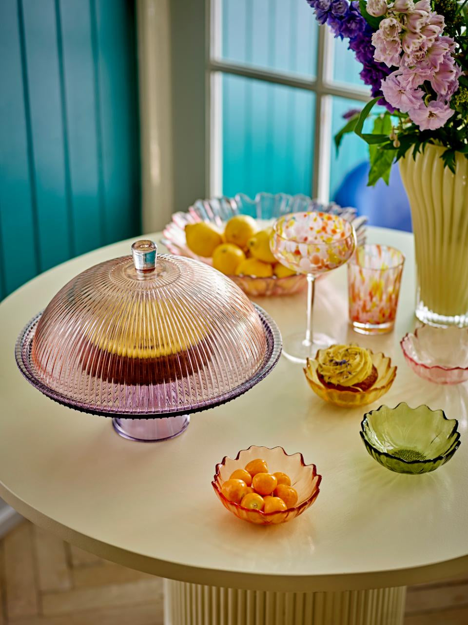Bloomingville Dessertschale – 4er Set, 120 ml, Ø 12 cm, H 4,5 cm, Glas, Mehrfarbig