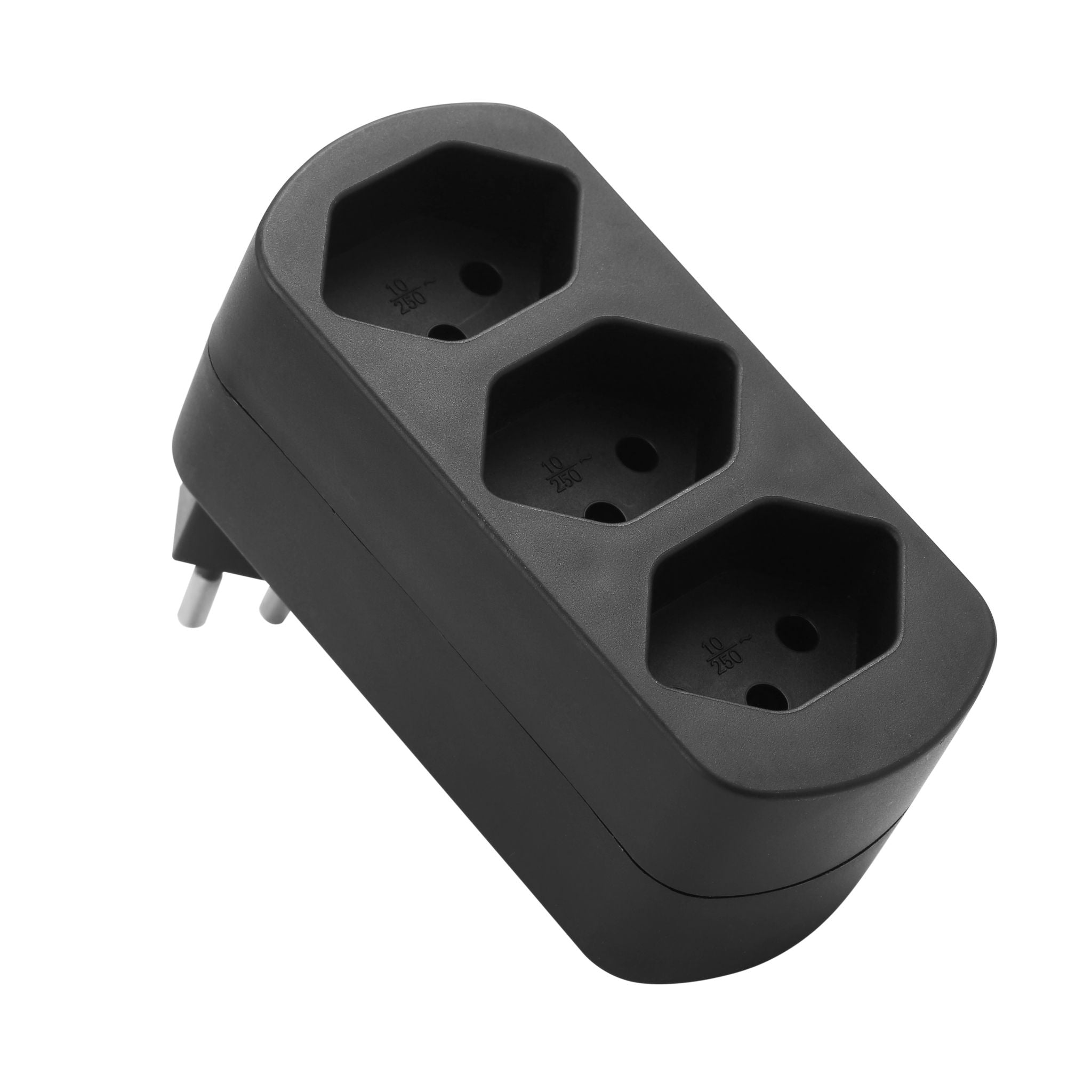 M. Schönenberger Schönenberger MOVE Abzweigstecker T12 zu 3×T13 – 3-fach, 2300 W, 270° drehbar, Schwarz