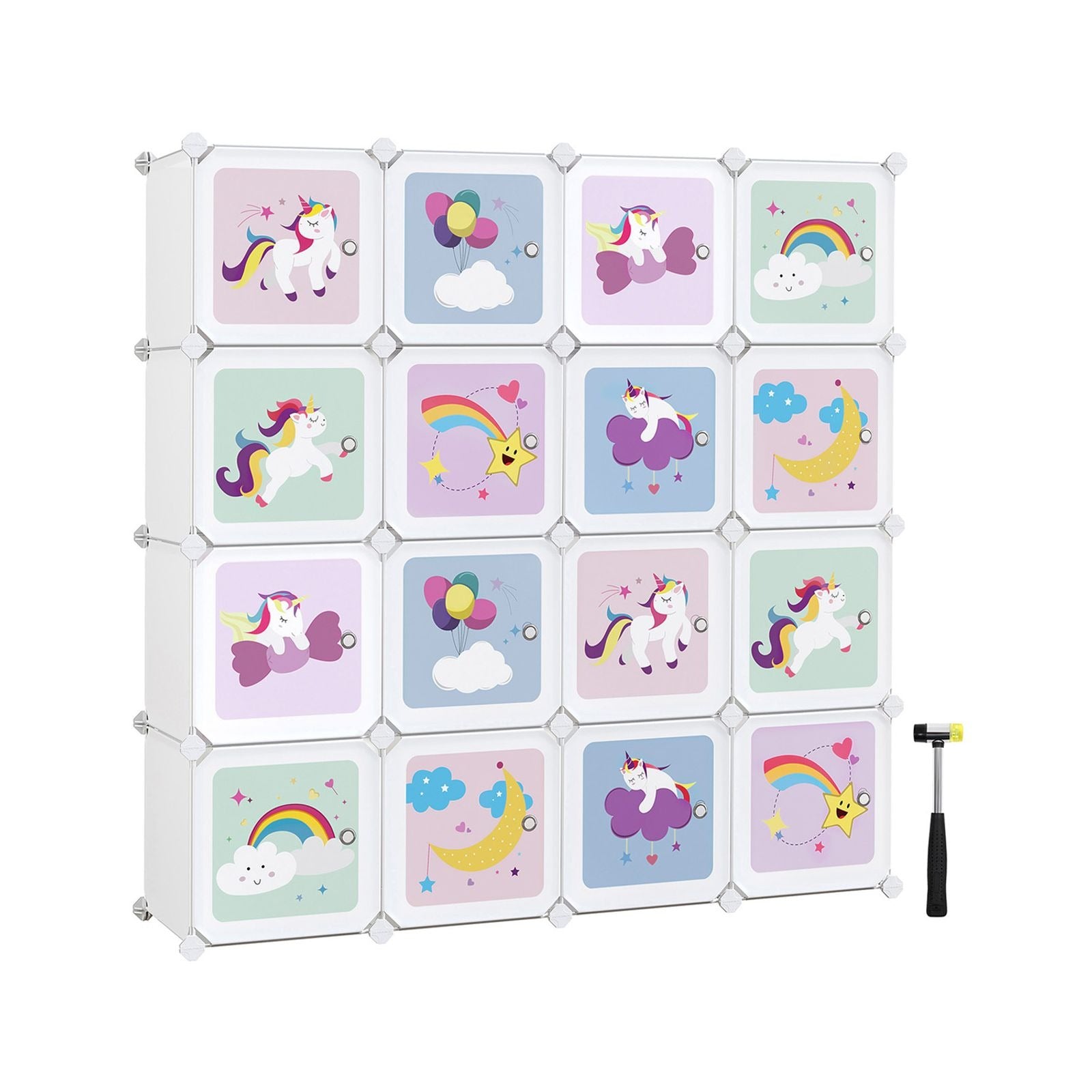 Songmics Büro-/Lagerregal freistehend, LPC906W01 – 16 Böden – 31 × 153 × 153 cm – mehrfarbig