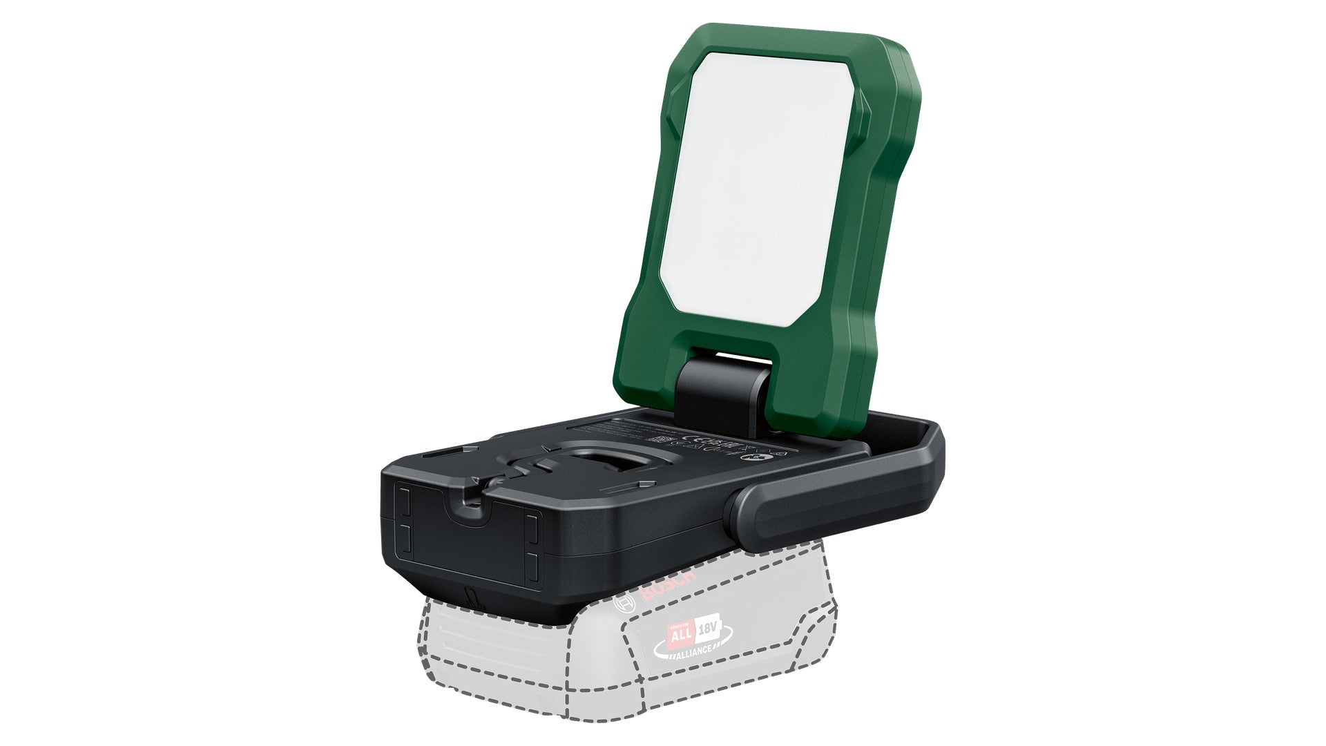Bosch Taschenlampe EasySpotLight 18V-400 – 400 lm, IP30, 3-Stufen-Dimmer, USB – Grün