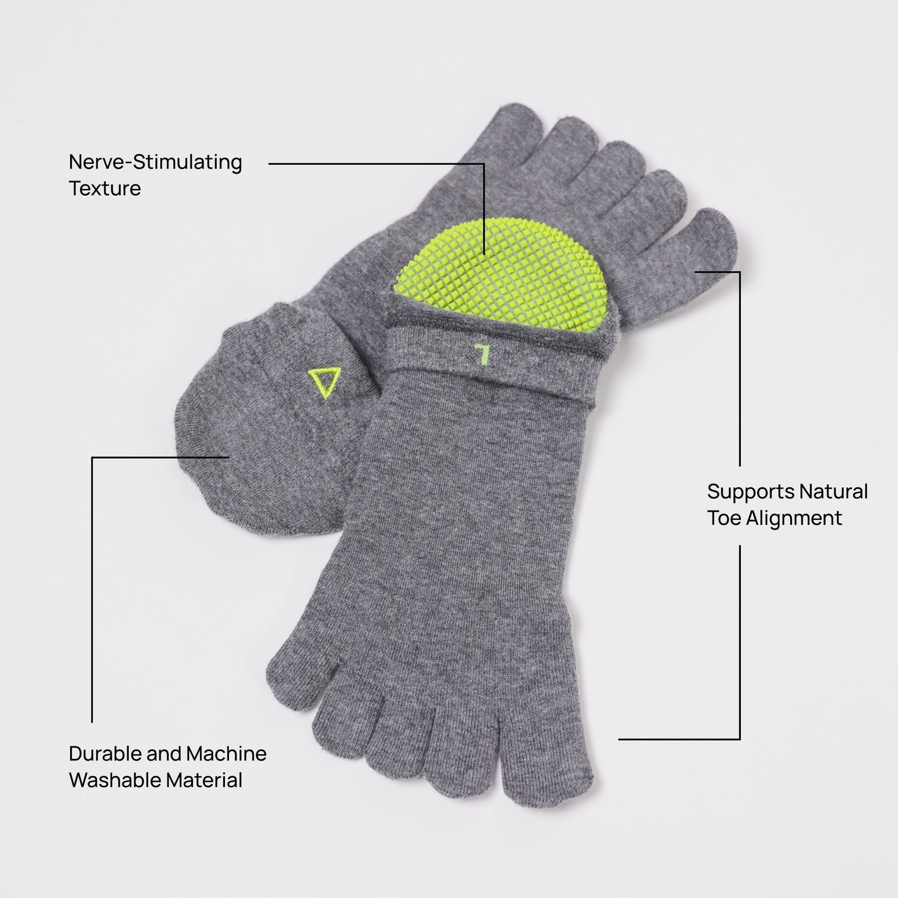 NABOSO Toe Socks – M – Grau, Baumwolle, Polyester, Elastan