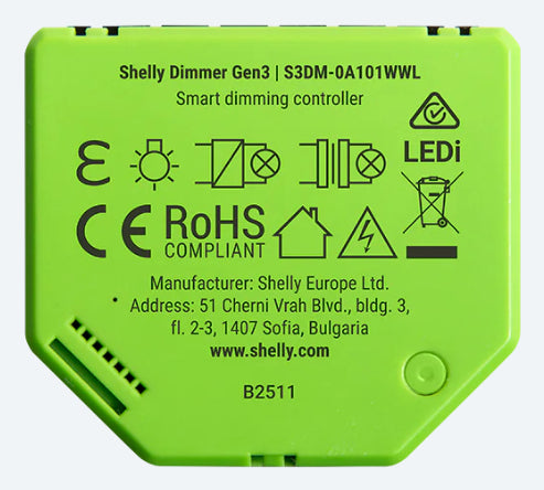 Shelly Dimmer Gen3 – Zubehör – Dimmer, 150 W (LED), WLAN – für Amazon Alexa