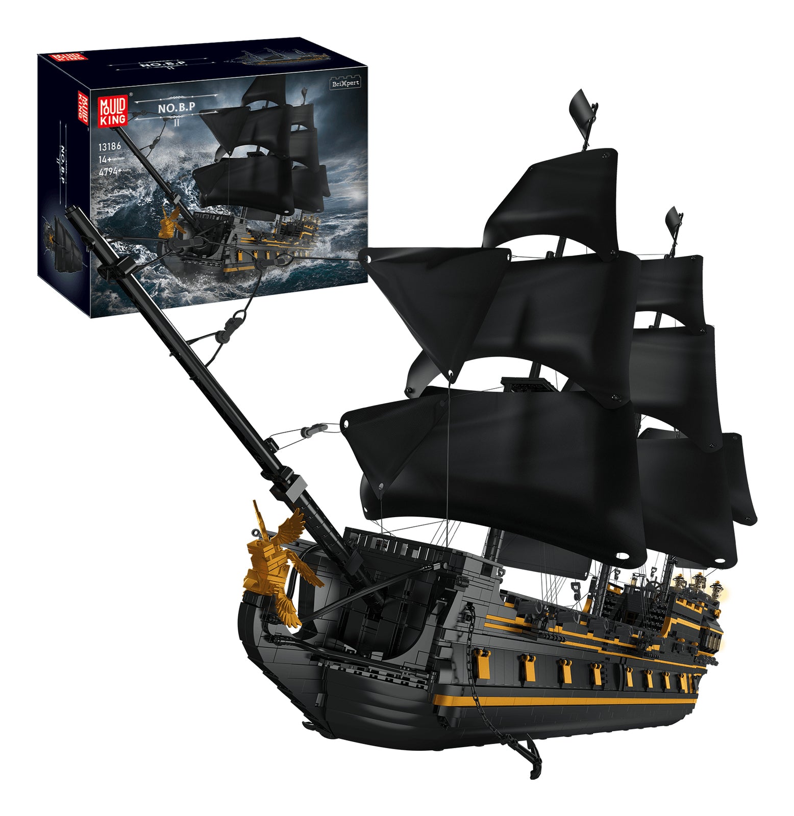 Mould King 3D Puzzle Piratenschiff Black Pearl II – 22,5 × 71 × 119,1 cm – ab 14 J. – Kunststoff