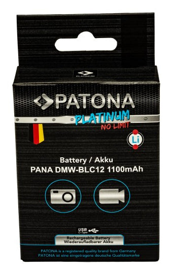 PATONA DMW-BLC12 Akku – 1100 mAh (7,2 V), Li-Ion – mit USB-C – für Panasonic FZ2000, FZ1000, FZ300 und andere