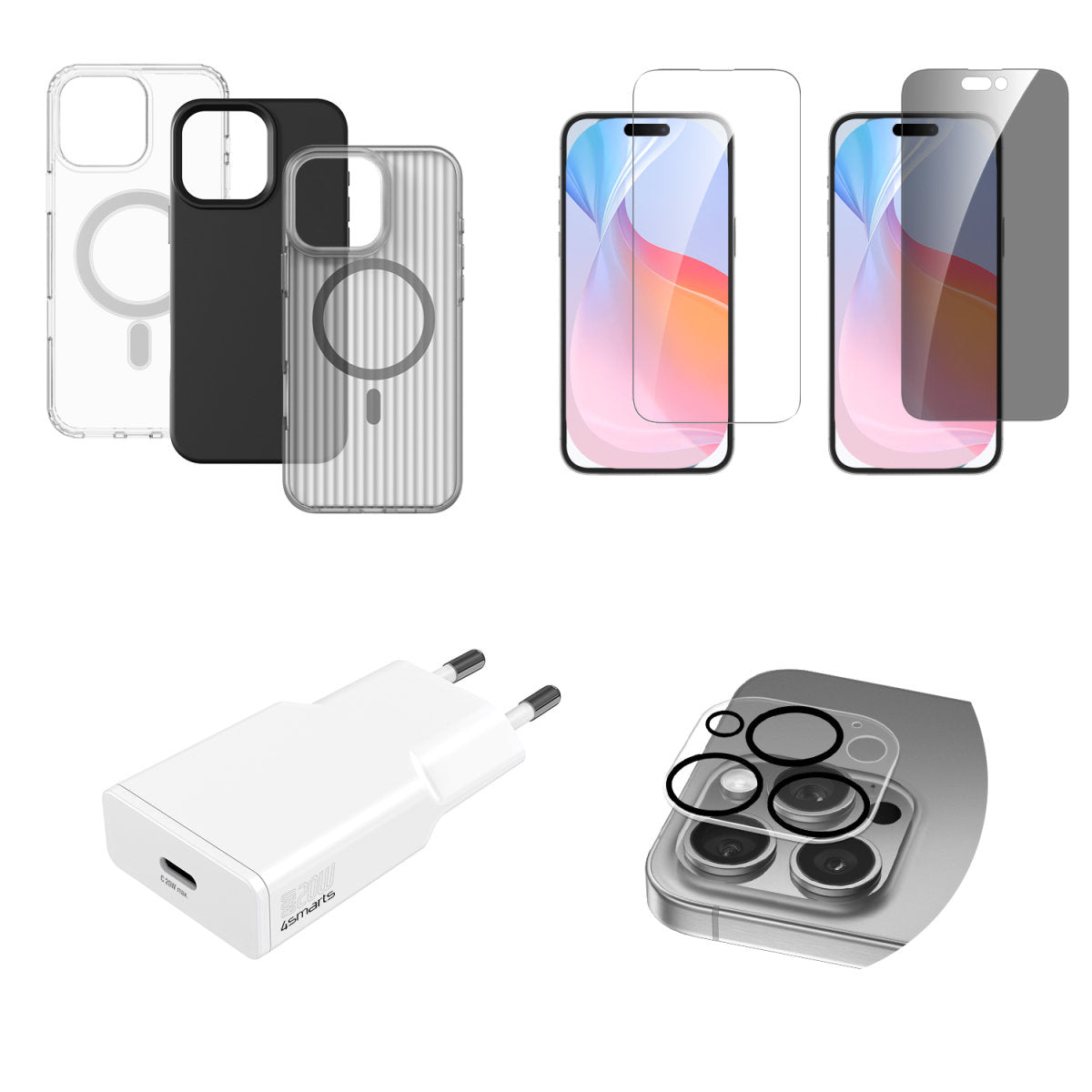 4smarts Halterung – für Apple iPhone 16 Pro Max, Kunststoff, transparent, 3er-Set