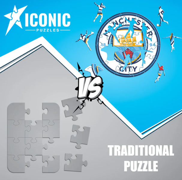 Iconic Puzzles Puzzle Man City FC Logo – 150 Teile – 25 × 25 cm – ab 10 J. – Holz, mehrfarbig