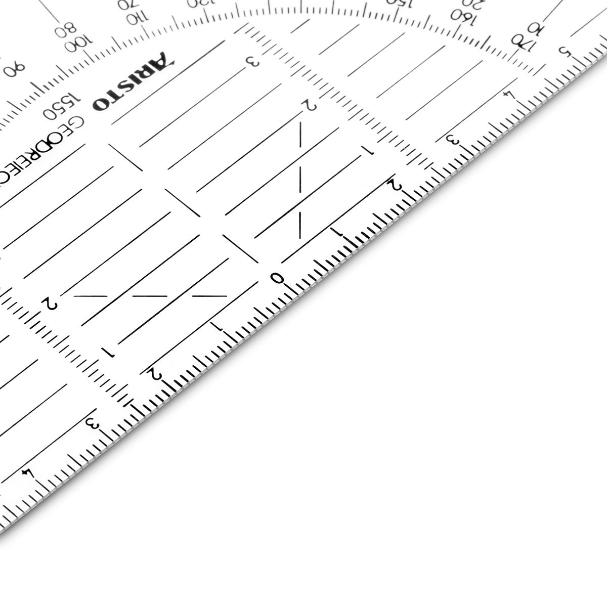 Aristo Geodreieck, 16 cm, 45° – mit abnehmbarem Griff, flexibel, mit Tuschenoppen – Acrylglas