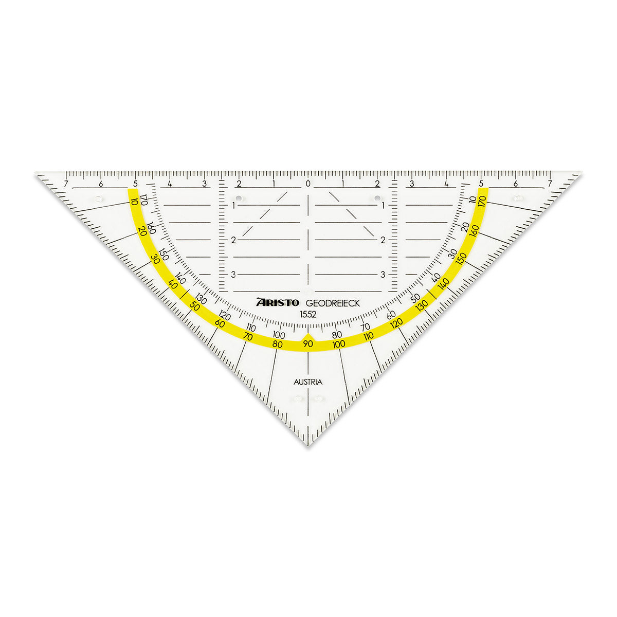 Aristo Geodreieck, 16 cm, 45° – mit abnehmbarem Griff, mit Tuschenoppen – Acrylglas