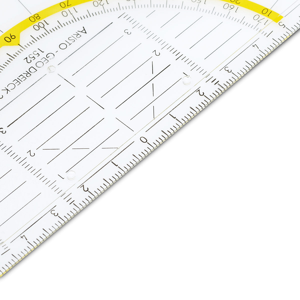 Aristo Geodreieck, 16 cm, 45° – mit abnehmbarem Griff, mit Tuschenoppen – Acrylglas