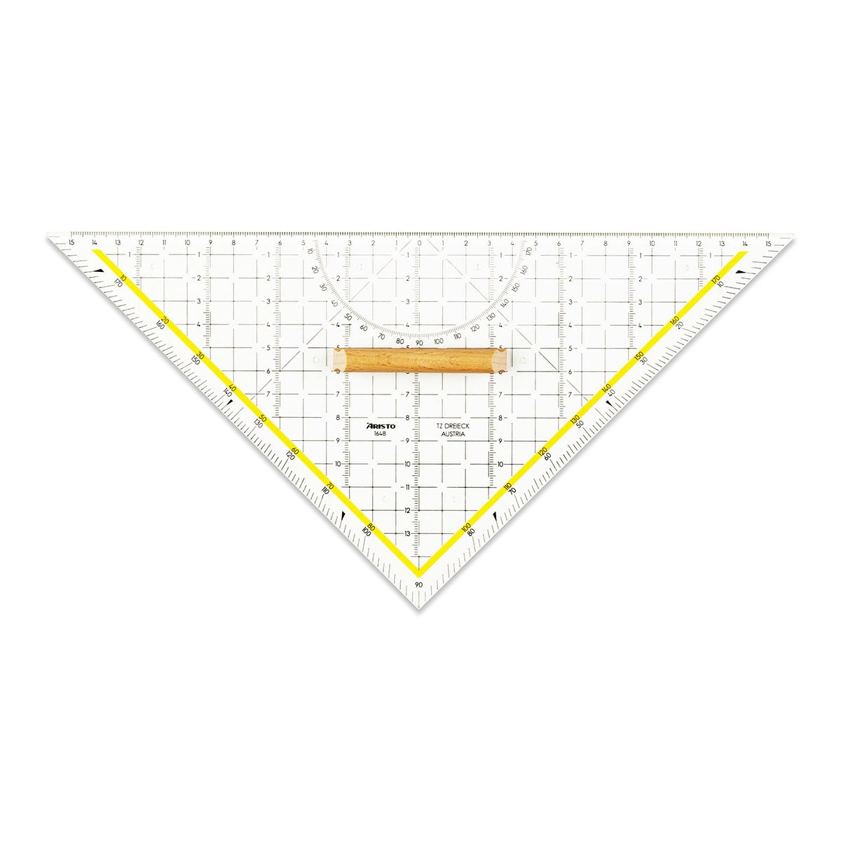 Aristo TZ Geodreieck, 32,5 cm, 45° – mit Griff, mit Tuschenoppen – Acrylglas