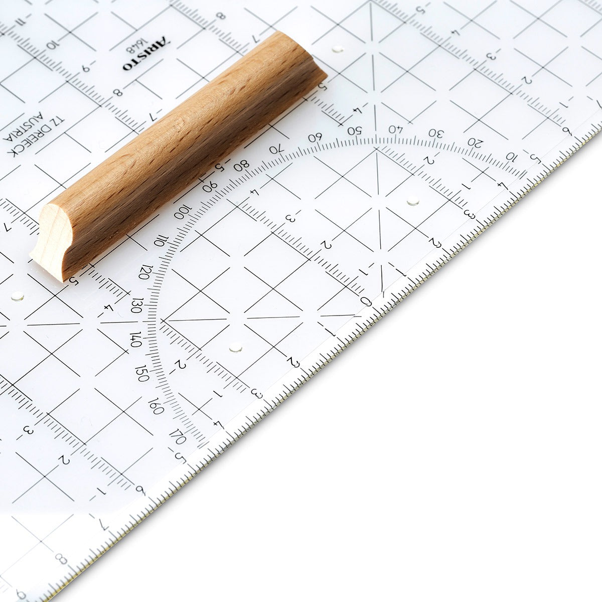 Aristo TZ Geodreieck, 32,5 cm, 45° – mit Griff, mit Tuschenoppen – Acrylglas