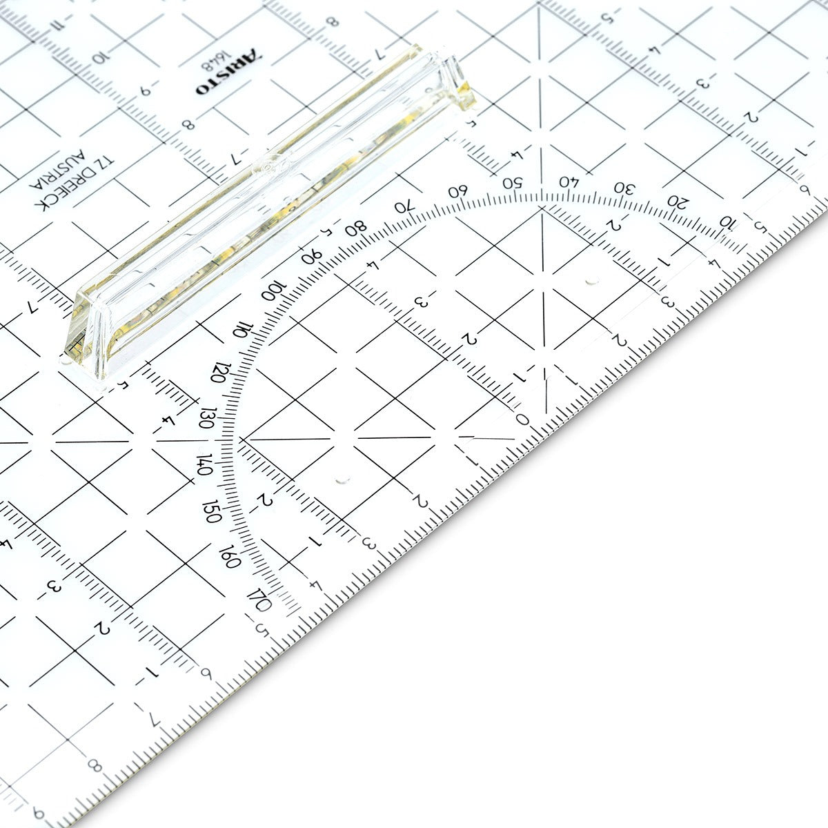 Aristo TZ-Dreieck Geodreieck, 32,5 cm, 45° – mit Griff, mit Tuschenoppen – Kunststoff, schwarz, gelb