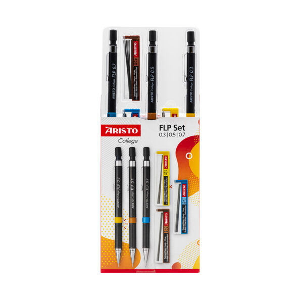 Aristo College Feinminenstift Set - 0,3/0,5/0,7 mm - Schwarz - mit Radierer - 3er-Set