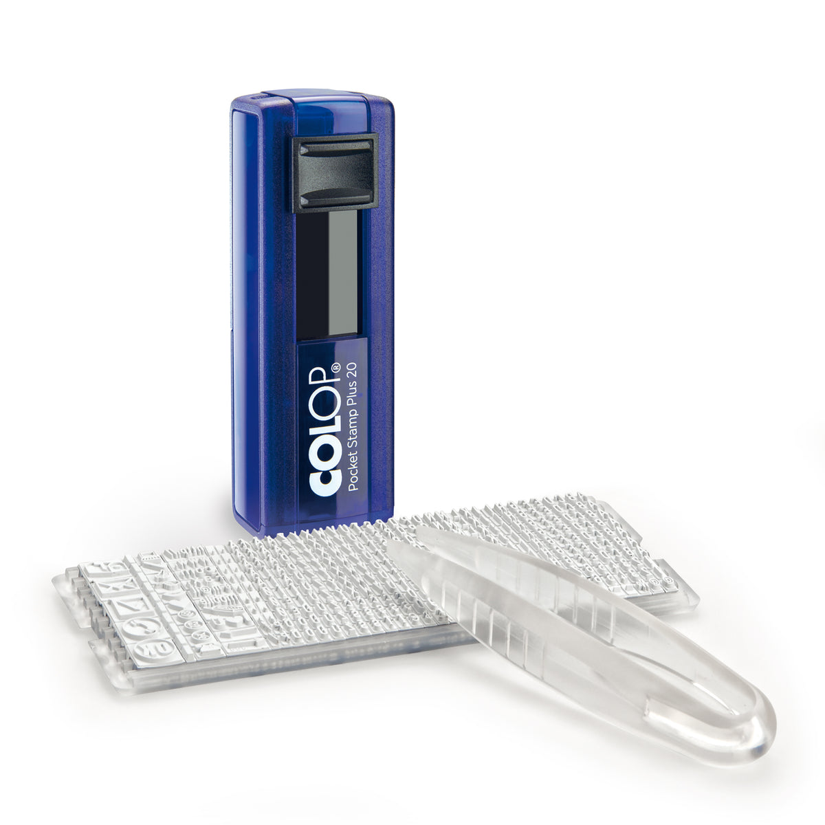 Colop Pocket Stamp Plus 20 – Selbstfärbender Textstempel zum Selbersetzen – Abdruck 38 × 14 mm – Indigo