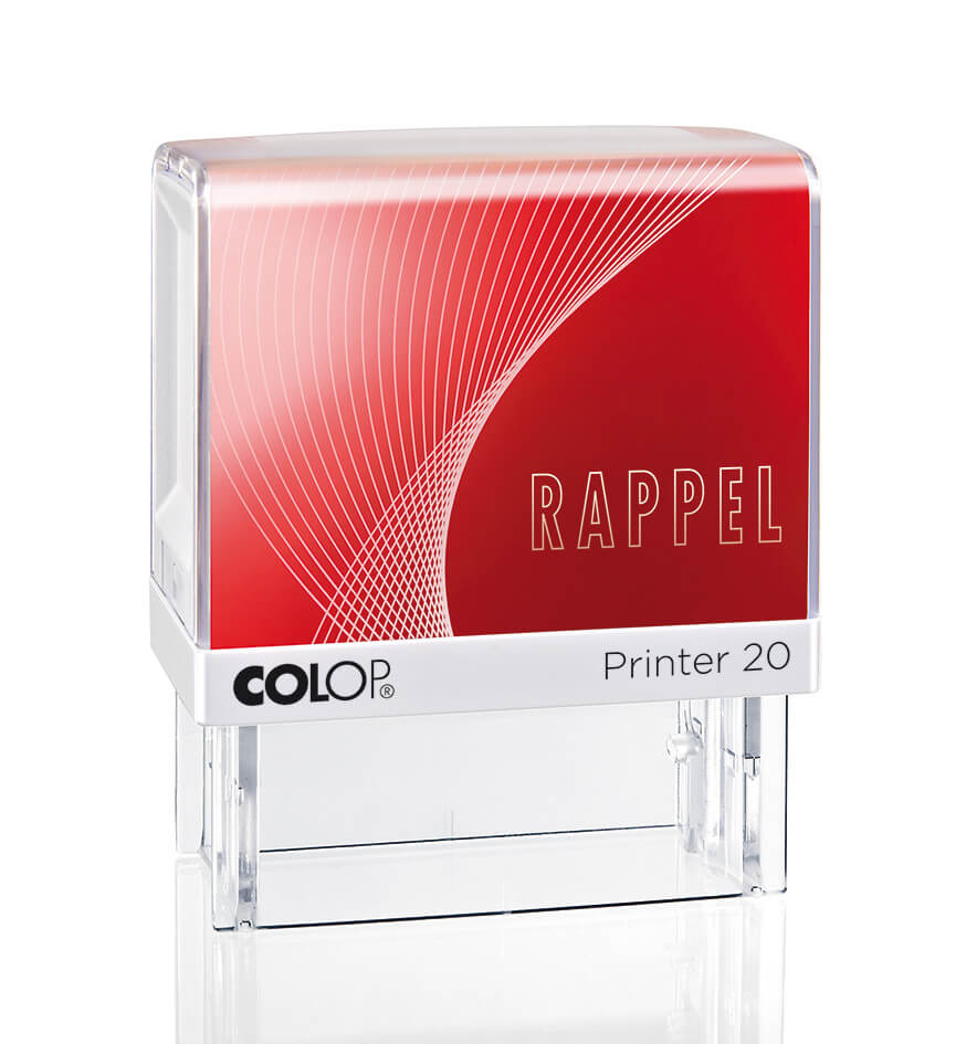 Colop Printer 20/L – Selbstfärbender Wortstempel, Text RAPPEL – Abdruck 38 × 14 mm – Rot