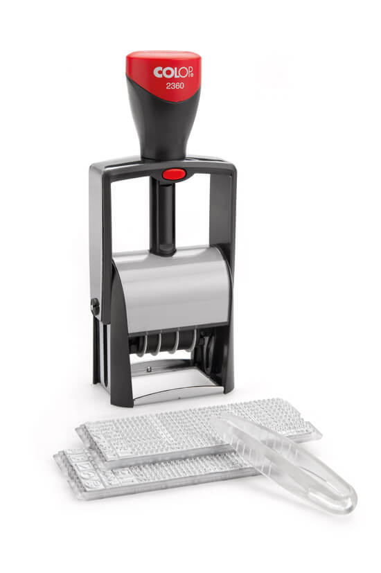 Colop Classic Line 2360 – Selbstfärbender Wort- & Datumstempel, Abdruck 30 × 45 mm, Schrifthöhe 4,0 mm – Blau/Rot