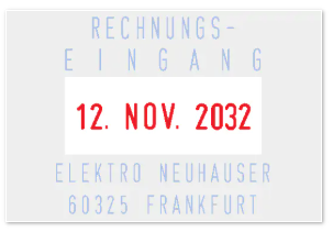 Colop Classic Line 2360 – Selbstfärbender Wort- & Datumstempel, Abdruck 30 × 45 mm, Schrifthöhe 4,0 mm – Blau/Rot