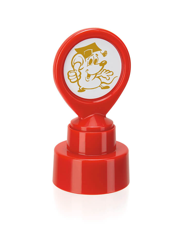 Colop Motivations-Stempel – Motivstempel, selbstfärbend, Motiv Fröhliche Maus – Ø 22 mm – gold