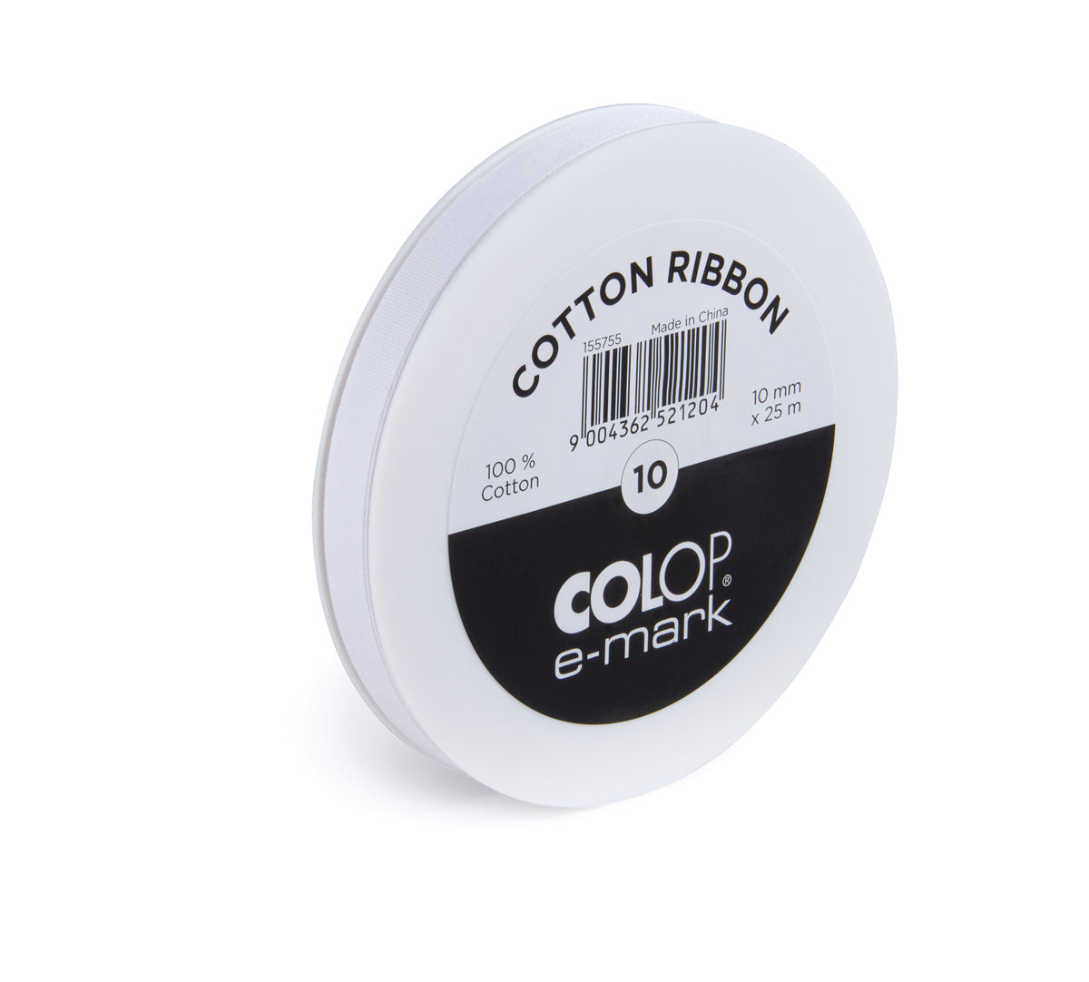 Colop Geschenkband, E-mark Go, Baumwolle, Weiss, 10 mm × 25 m, 1 Stk. – für E-mark