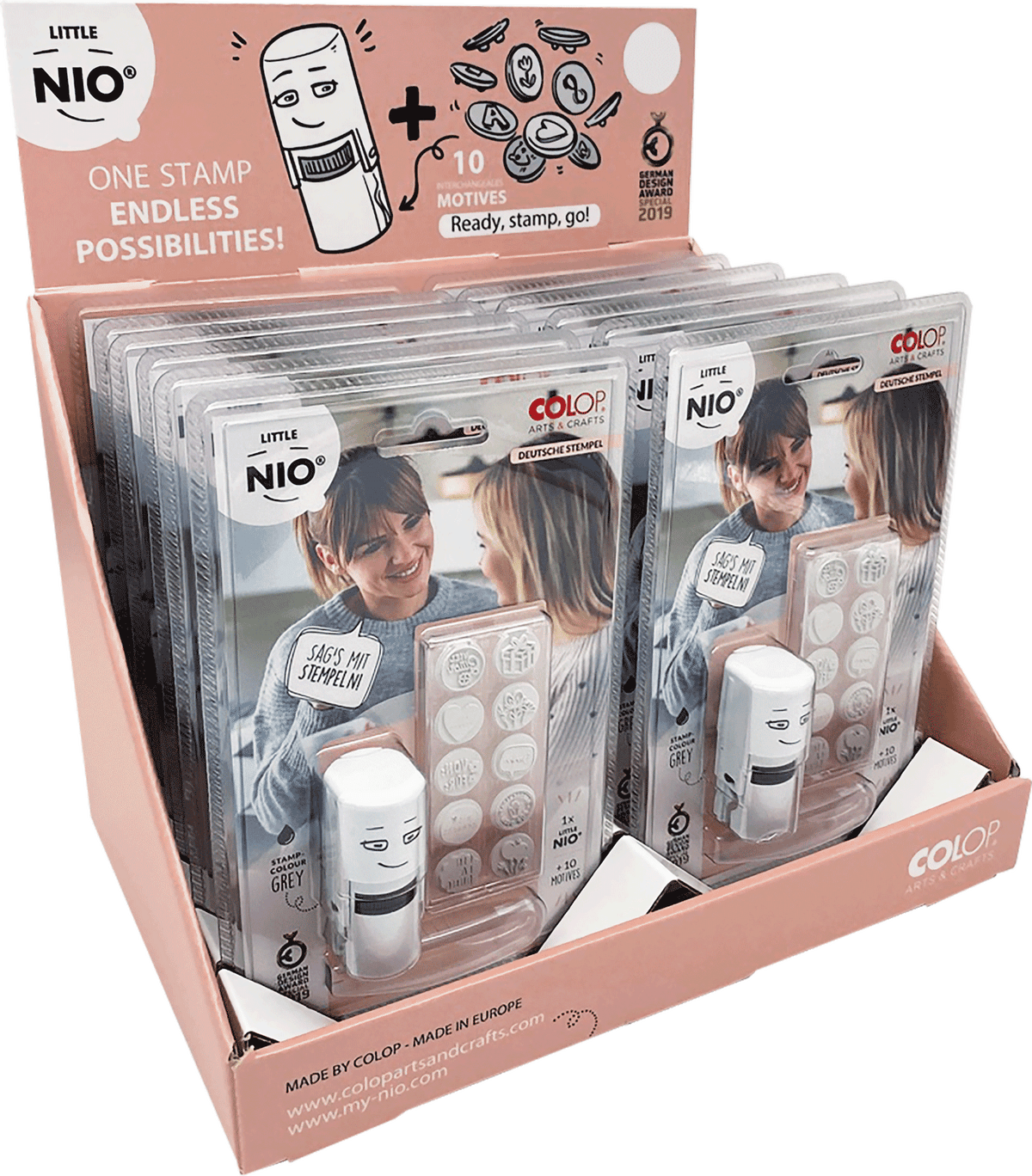 Colop Little NIO – Motivstempel, selbstfärbend, Ø 17 mm, grau