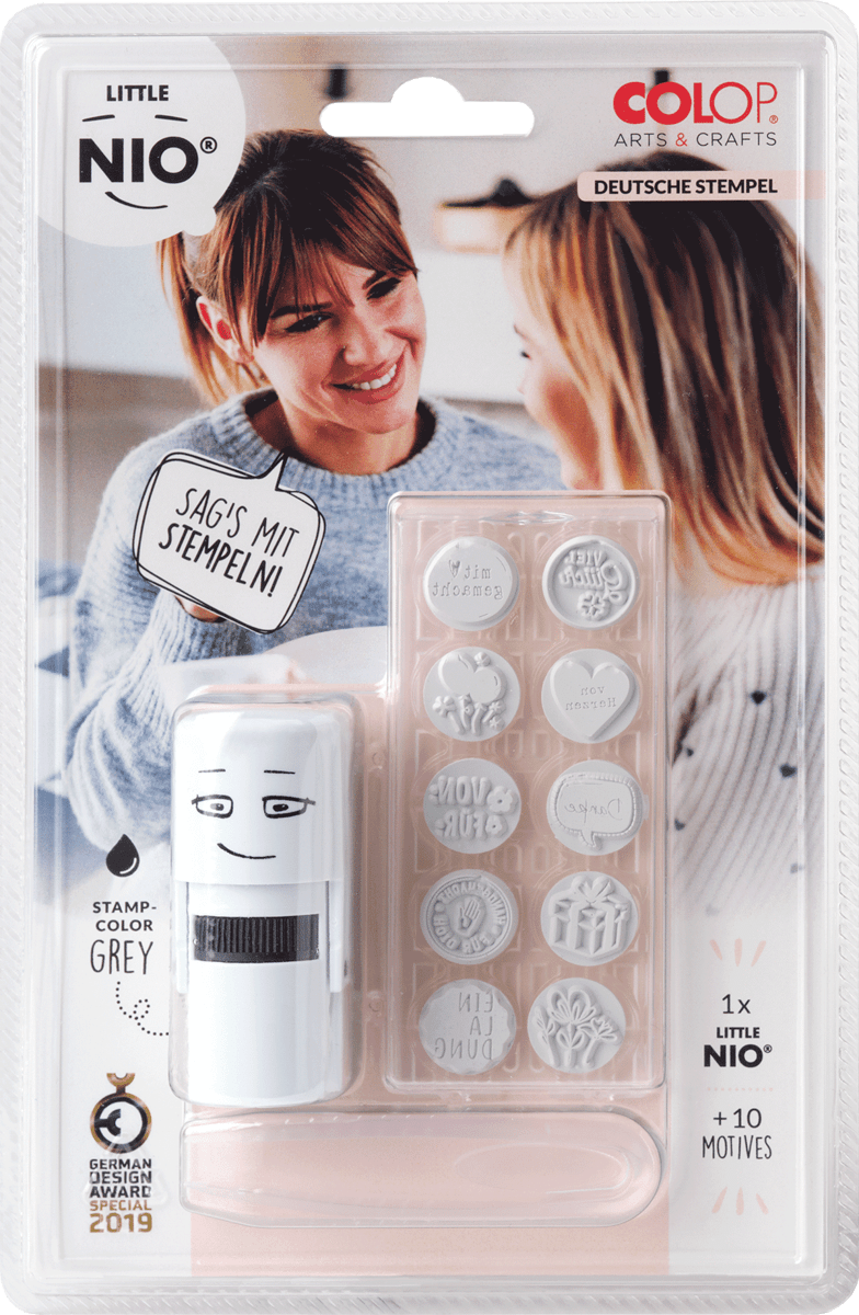 Colop Little NIO – Motivstempel, selbstfärbend, Ø 17 mm, grau