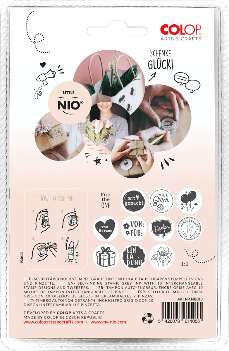 Colop Little NIO – Motivstempel, selbstfärbend, Ø 17 mm, grau