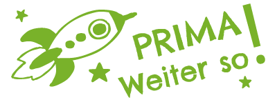 Colop NIO School – Selbstfärbender Wortstempel, Text 'Prima! Weiter so', Deutsch – Abdruck 38 × 14 mm – smooth green