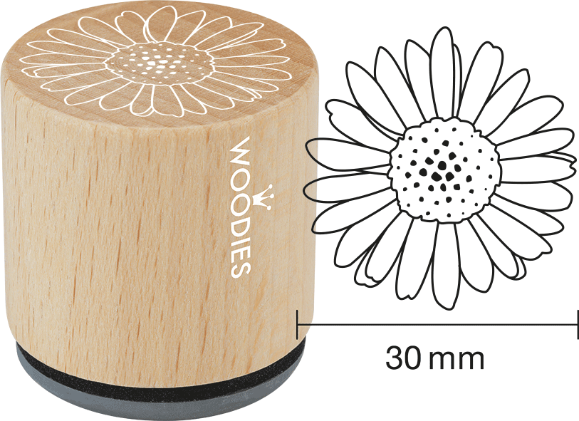 Colop Motivstempel – Sonnenblume, Woodies – Buchenholz – Abdruck Ø 30 mm