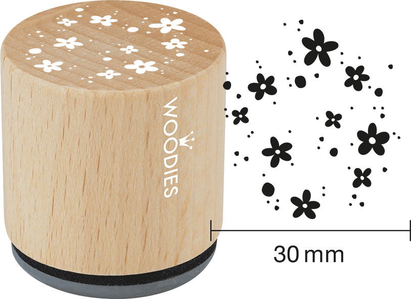 Colop Display Woodies – Motivstempel, Holz – Display mit 25 Motiven, inkl. 5 Stempelkissen, verschiedene Farben