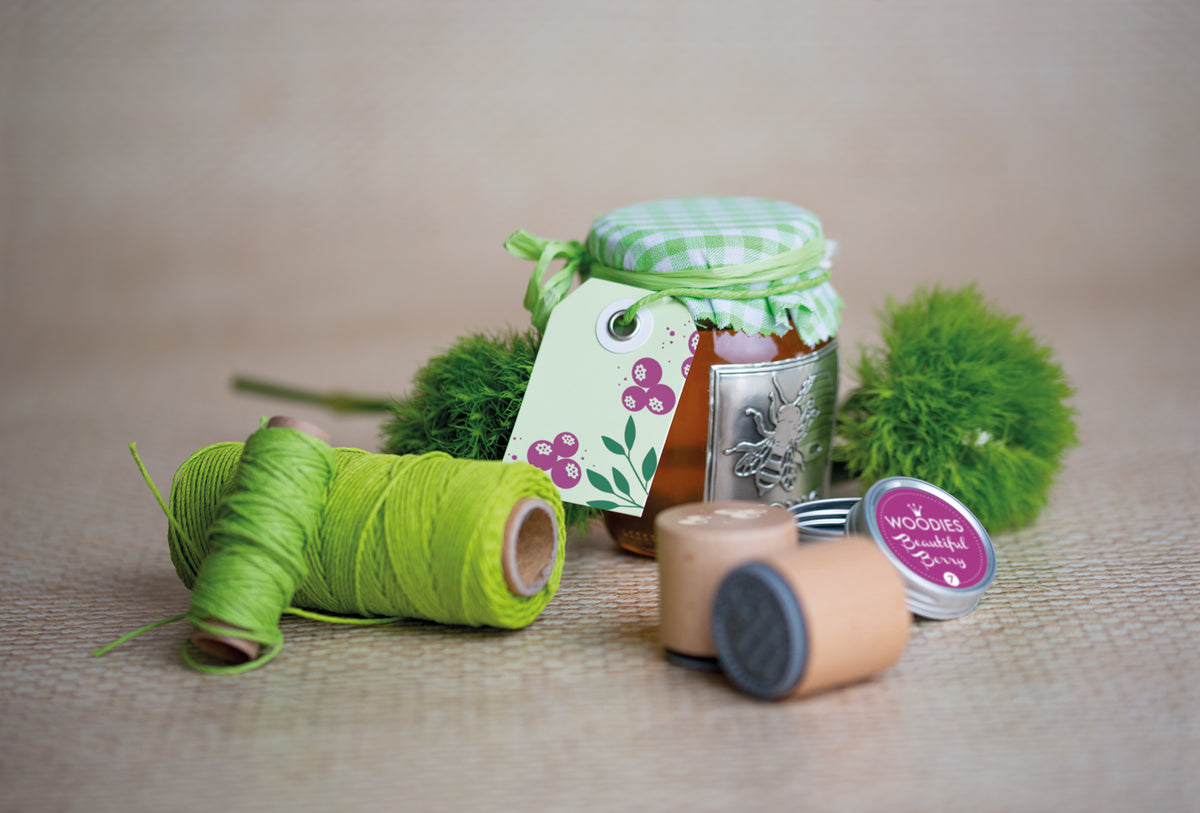 Colop Stempel – Woodies Beeren – Buchenholz – Abdruck Ø 30 mm