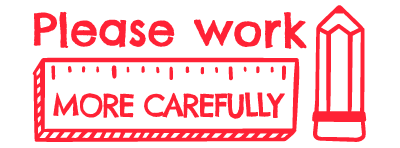 Colop Selbstfärbender Wortstempel, Text Please work more carefully – Abdruck 38 × 14 mm – brave red