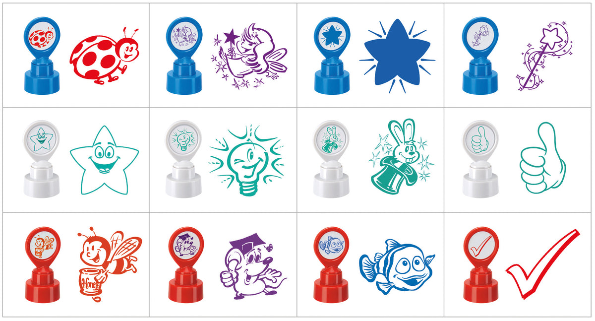 Colop Stempel-Set – Motivations-Stempel – 12 Stempel, vorgetränkt – 115 × 155 × 170 mm