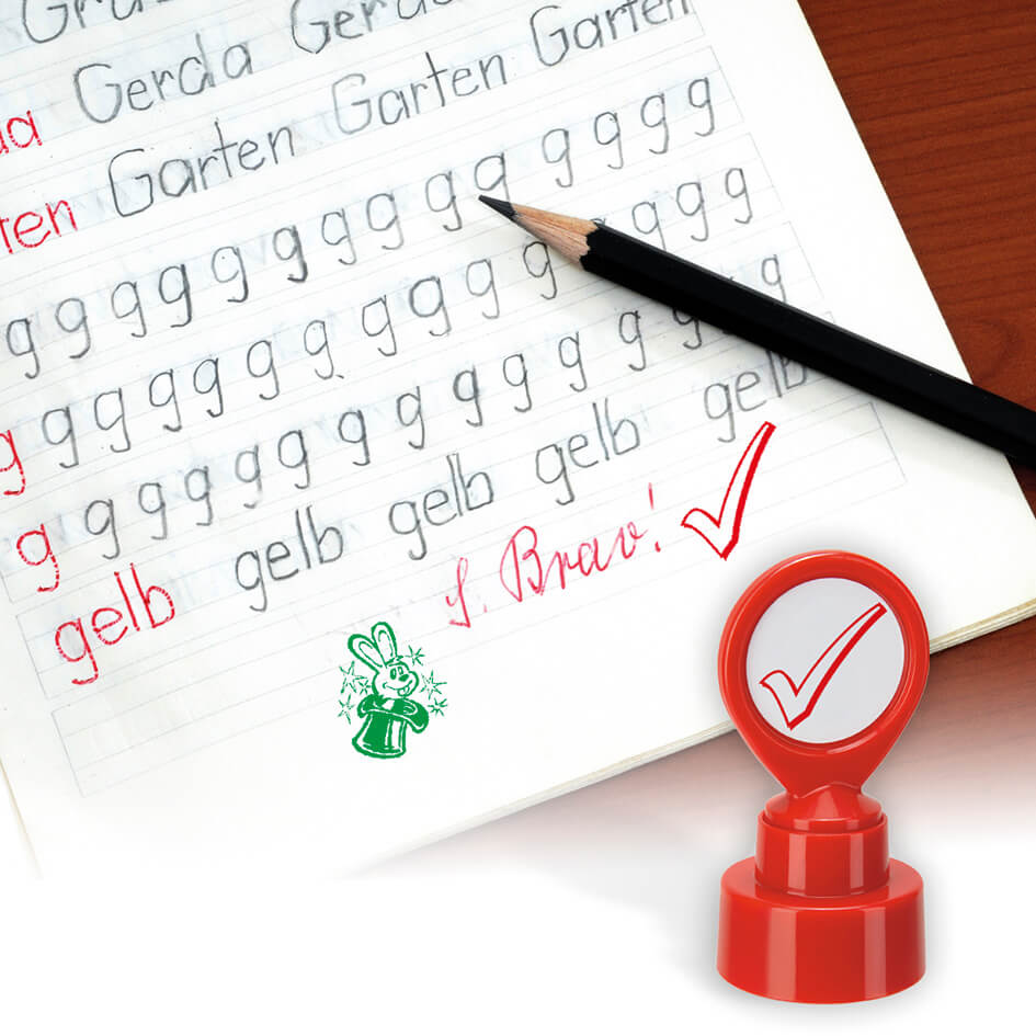 Colop Motivations-Stempel – Selbstfärbender Motivstempel, Motiv Glühbirne, Ø 22 mm – Grün, Weiss Griff