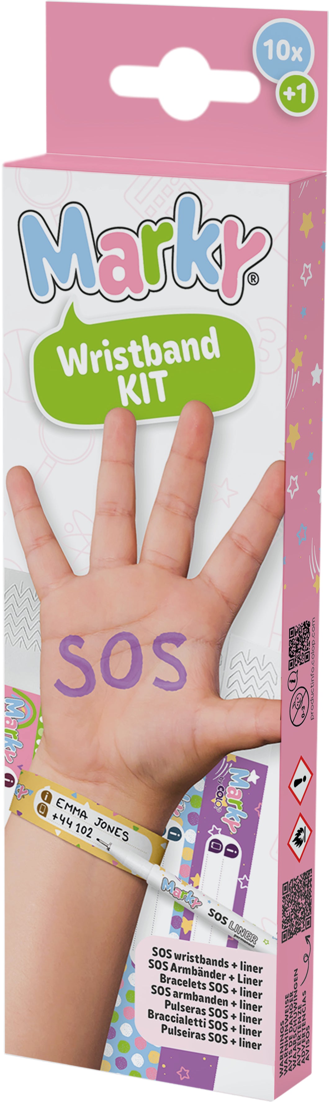 Colop SOS Armbänder MARKY – beschreibbar, wasserfest – Thekendisplay – 70 × 385 × 290 mm