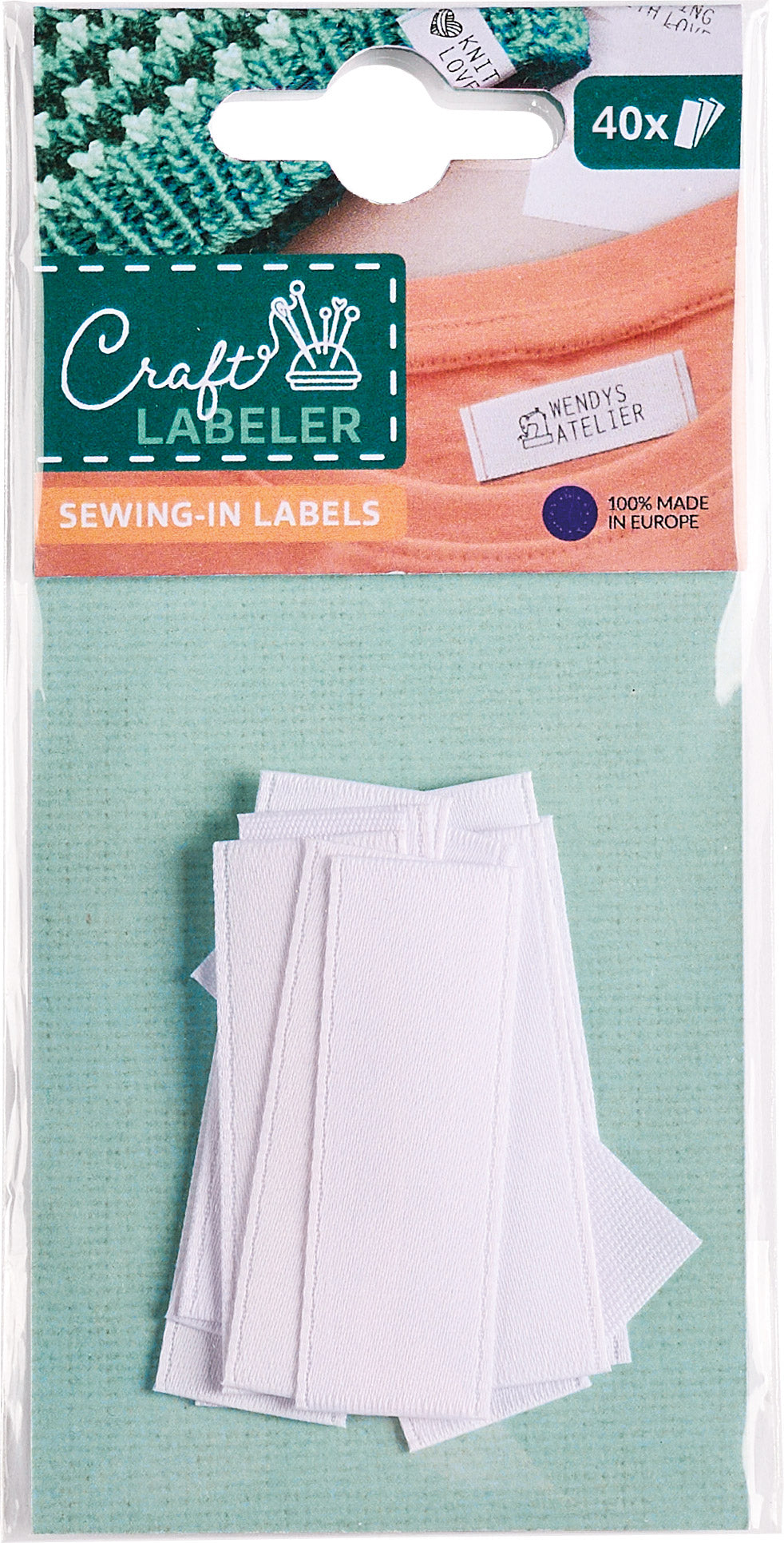 Colop Textil-Etiketten – rechteckig 7 × 15 mm, nicht klebend, weiss, Textil, für Craft Labeler, 40 Stk.