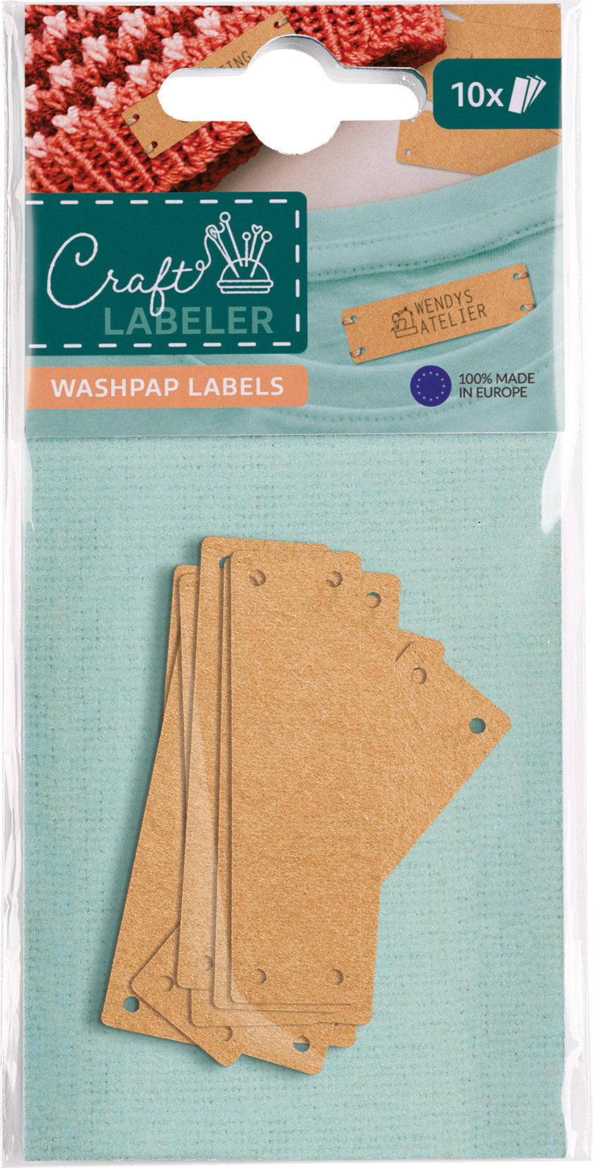 Colop Textil-Etiketten – rechteckig 48,5 × 16,9 mm, nicht klebend, hellbraun, für COLOP Craft Labeler, 10 Stk.