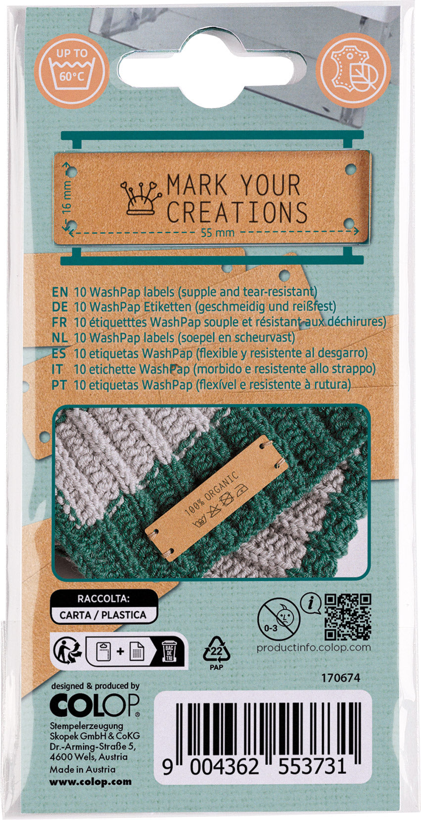 Colop Textil-Etiketten – rechteckig 48,5 × 16,9 mm, nicht klebend, hellbraun, für COLOP Craft Labeler, 10 Stk.
