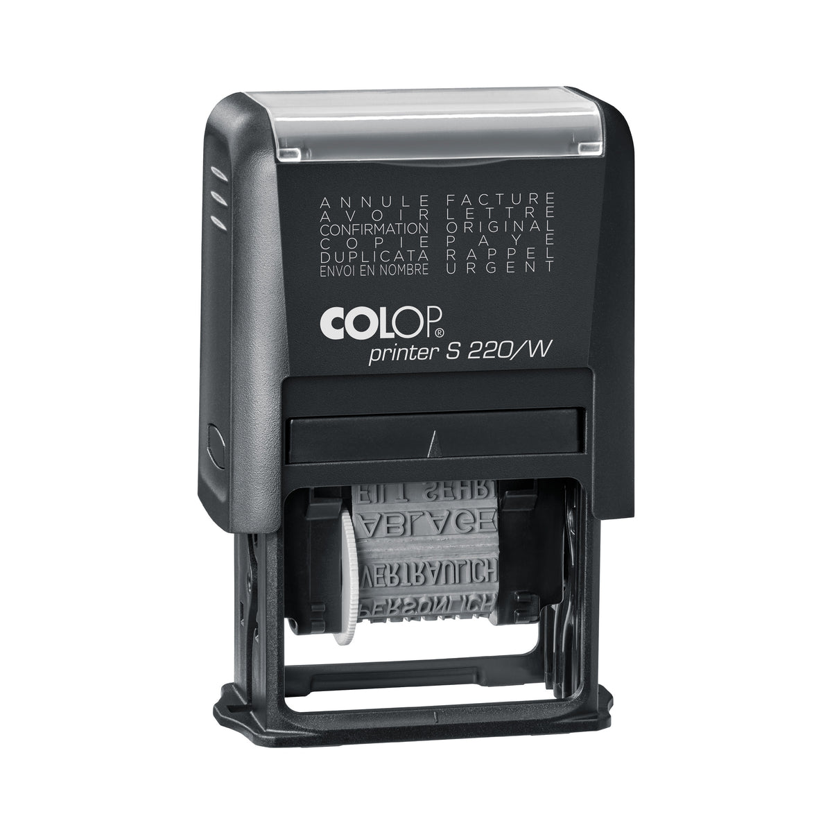 Colop Printer S 220/W – Selbstfärbender Wortstempel, Französisch – Abdruck 25 × 4 mm